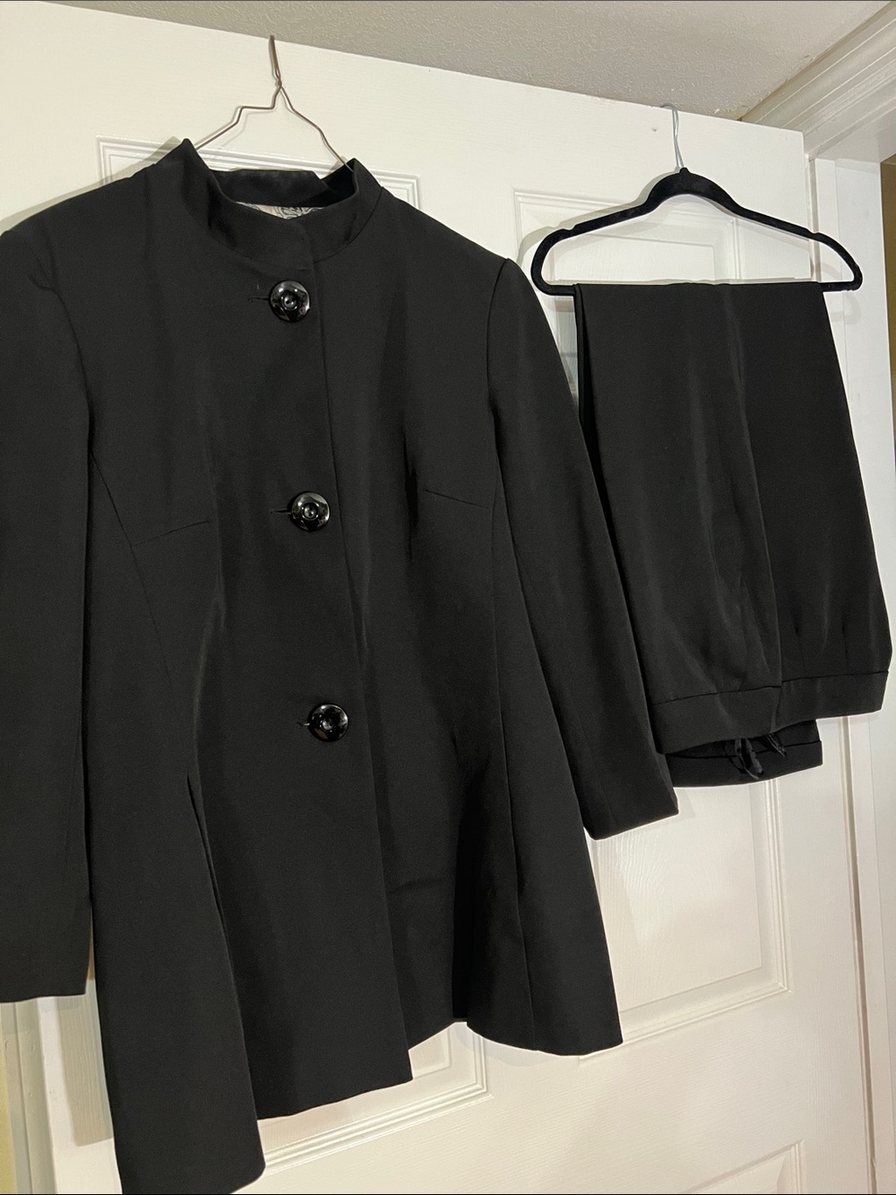 Classic Black Women's Two-Piece Suit - Button Front Jacket & Matching Pants